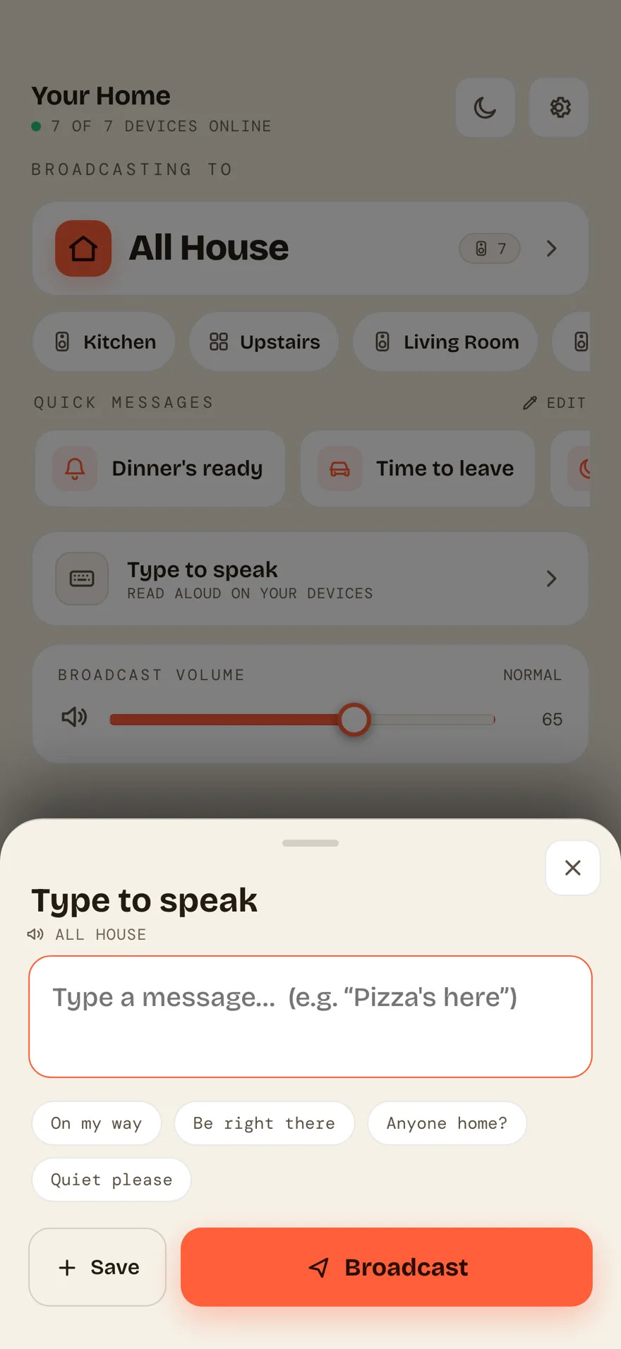 Type-to-speak compose sheet